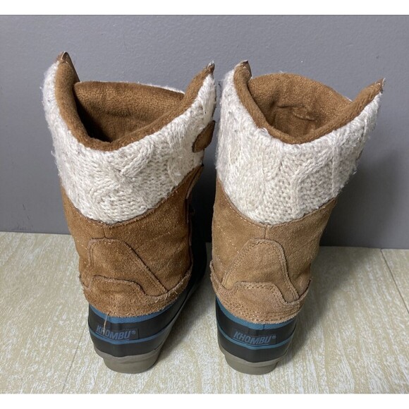 Khombu Cozy Duck Boot Women's Size 5 Brown Leather Snow Winter Mid Calf Lace Up - Picture 4 of 12